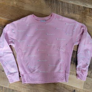 Women's Size Small Pink Champion Repeat Logo Sweatshirt